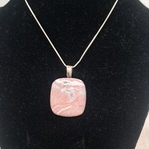 Rhodochrosite Sterling Silver Pendant Necklace